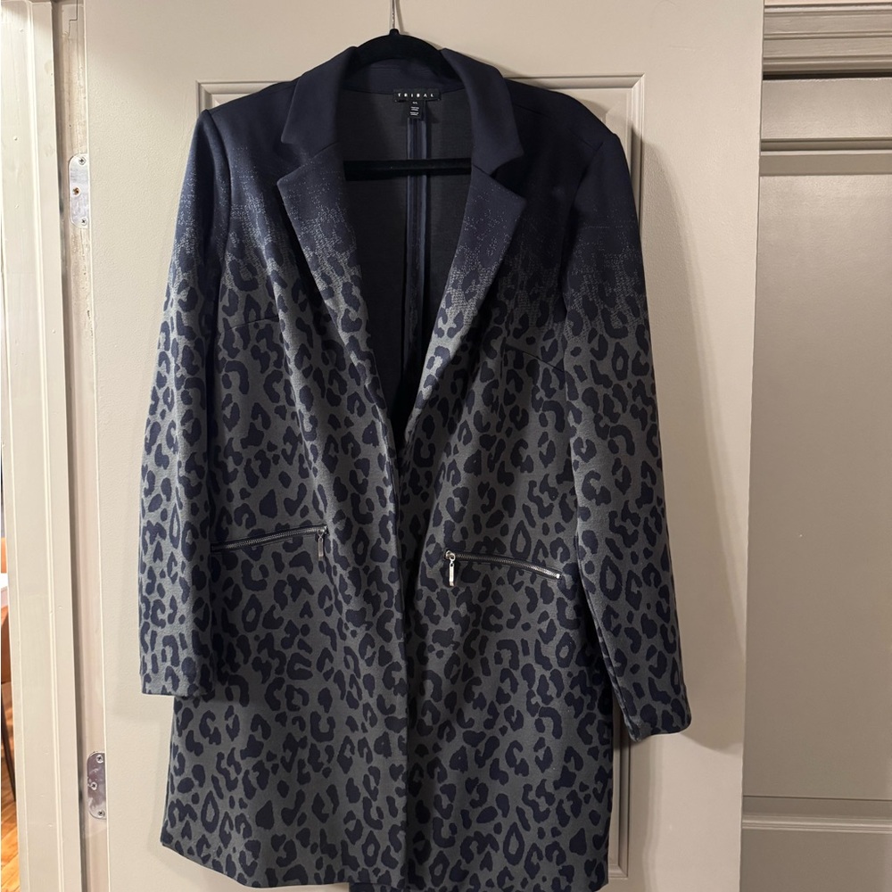 Tribal Black and Gray Blazer with Animal Print